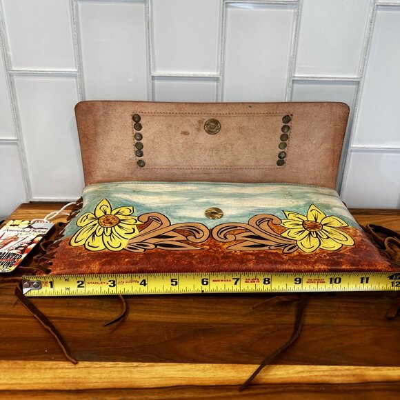 American Darling Hand Tooled and Hand Painted Clutch - Picture 3 of 5